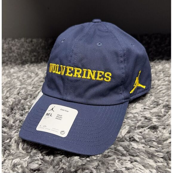 Michigan Wolverines Nike Hat‎ Cap Blue Jordan Nike Medium Large Club Cap - Picture 1 of 12